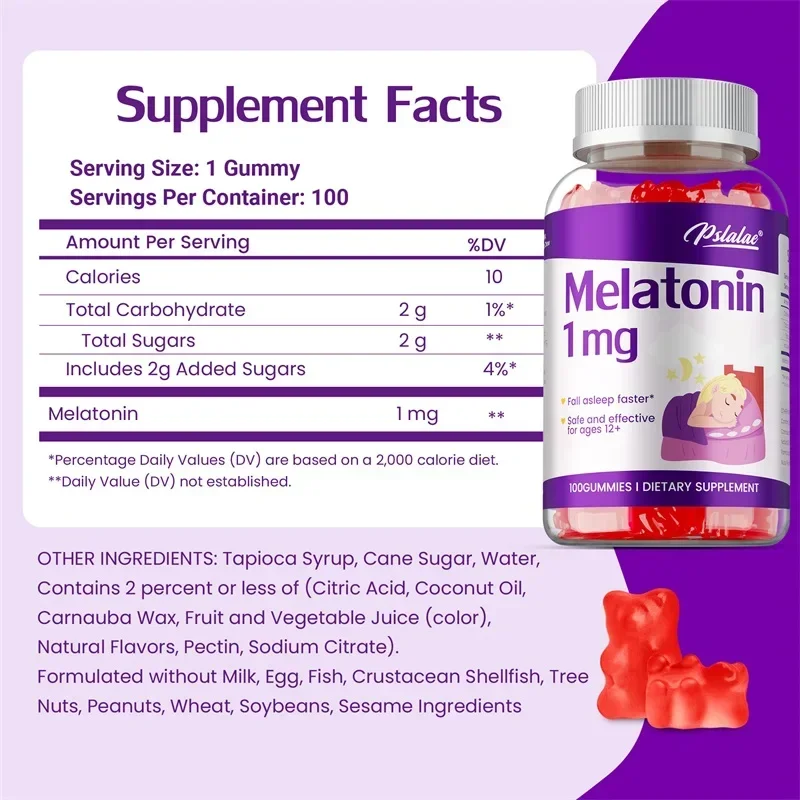 Melatonin Gummies 1mg - Helps To Relax Deeply and Help Sleep, Suitable for Children with Occasional Insomnia, Non-GMO