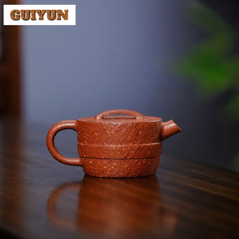 160ml Yixing Purple Clay Teapot Handmade Gun Nozzle Large Caliber Pot Raw Ore Downhill Mud Tea Maker Kettle Strainer Zisha Tea