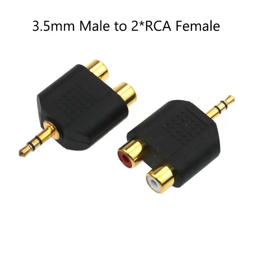 YuXi 1pc 3.5mm Audio Stereo Jack Female To 2 RCA Male Audio Jack Connector Adapter Converter for Speaker Power Amplifier