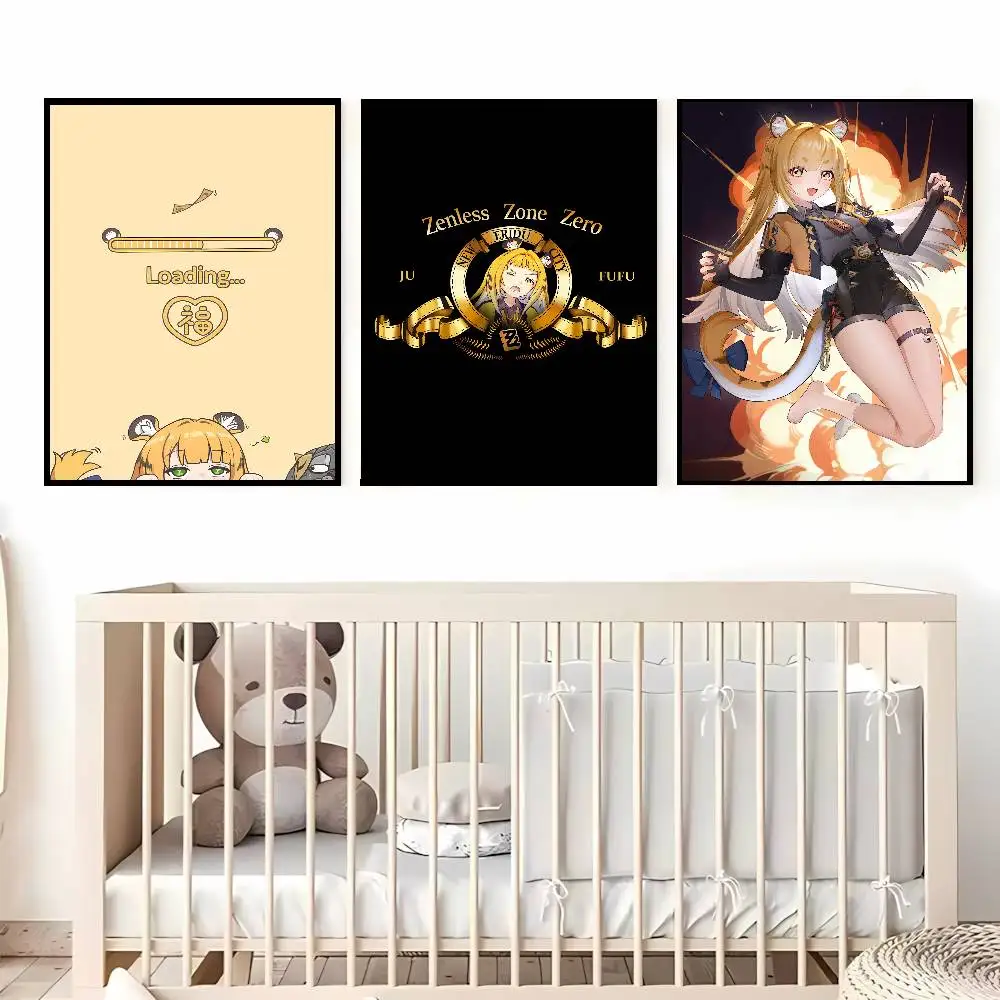 XL 40X60 Kawaii لطيف فتاة Ju Fufu شعبية Zenless منطقة صفر الألعاب المشارك HD الفن غرفة المعيشة غرفة نوم بار الديكور الجمالي