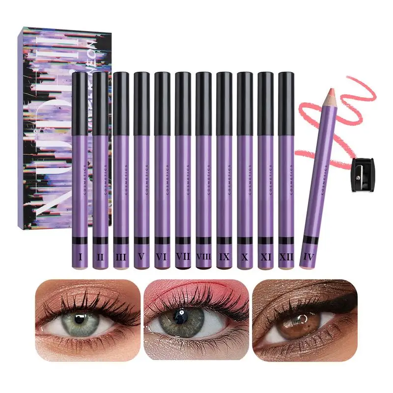 Eyebrow Pencil 12 colors Eyeshadow Eyebrow Contour Concealer Pencil Set Waterproof Matte Nude Brown Eye Shadow Liner Makeup Kit