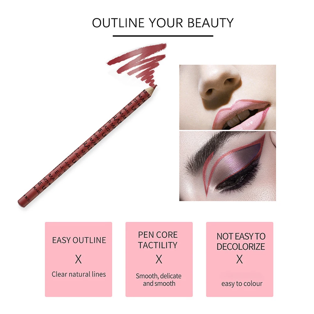 12 pçs conjunto de forro fosco moldar à prova dwaterproof água longa duração colorido maquiagem em pó suprimentos lápis labial forro lápis