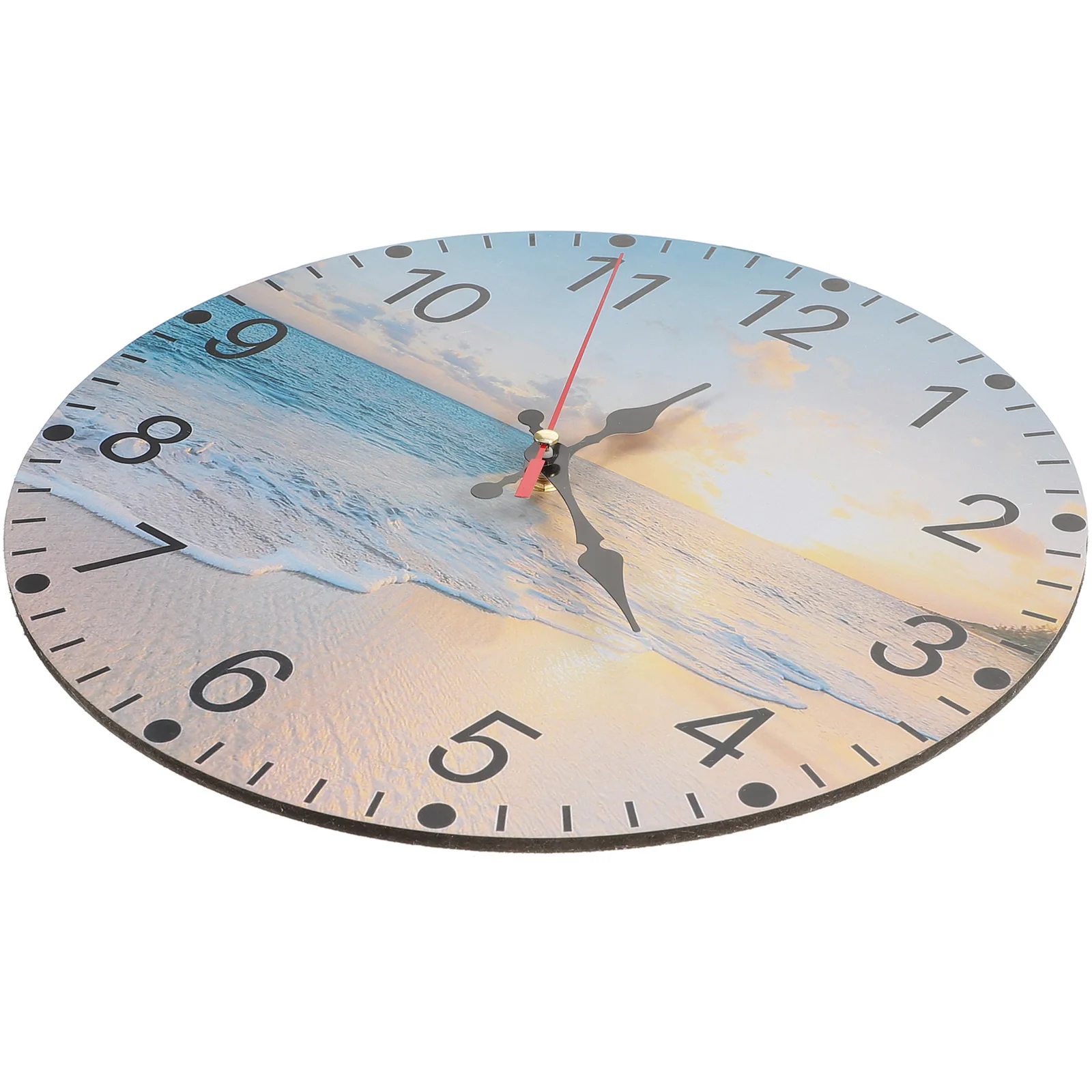 

Beach Scenery Wall Clock Material Modern Design Non-ticking Silent Bedroom Living Room Decorative Hangings
