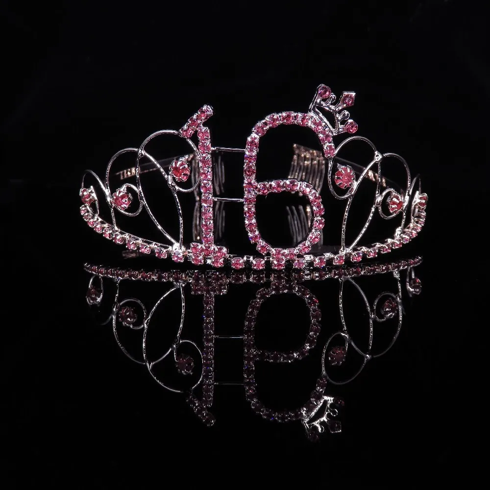 Fashion Rhinestone Crown Birthday Party Favours Pink Luxury Crowns