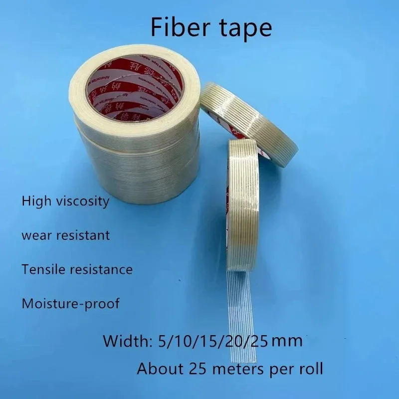 

High Viscosity Packaging Tape Fiber Tape Single-sided Adhesive Transparent Striped Fiber Avionics Lithium Battery Pack Fixed