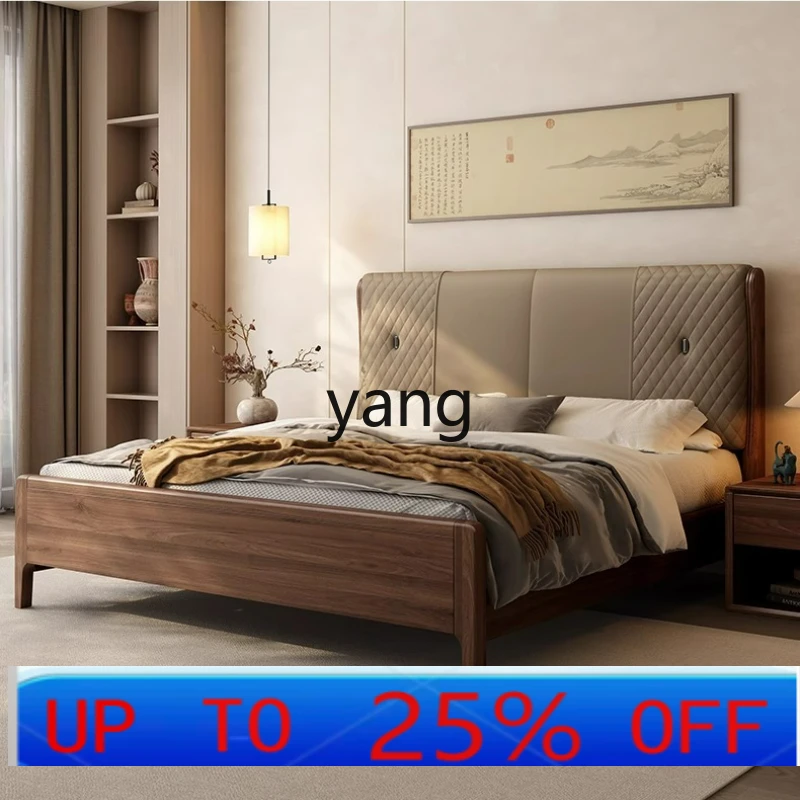 cx  black walnut soft bed light luxury home master bedroom all solid wood bed