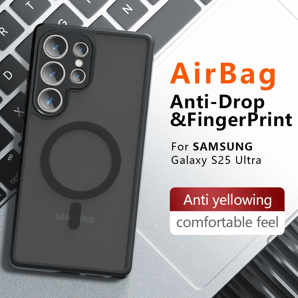 

for Magsafe Transparent Magnetic Case for Samsung Galaxy S25 Ultra S24 Plus S23 FE A56 A55 A54 A17 A16 A15 A36 5G Cover CL004