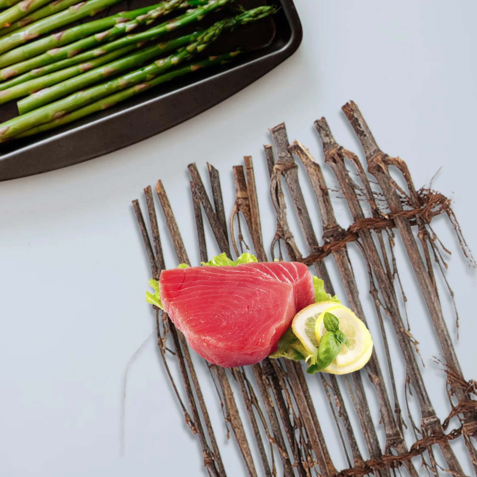 

3 pcs Bamboo Fence Sushi Decoration Japanese Woven Sashimi Plate Ornament For Restaurant Home Hotel Kitchen Bar Use