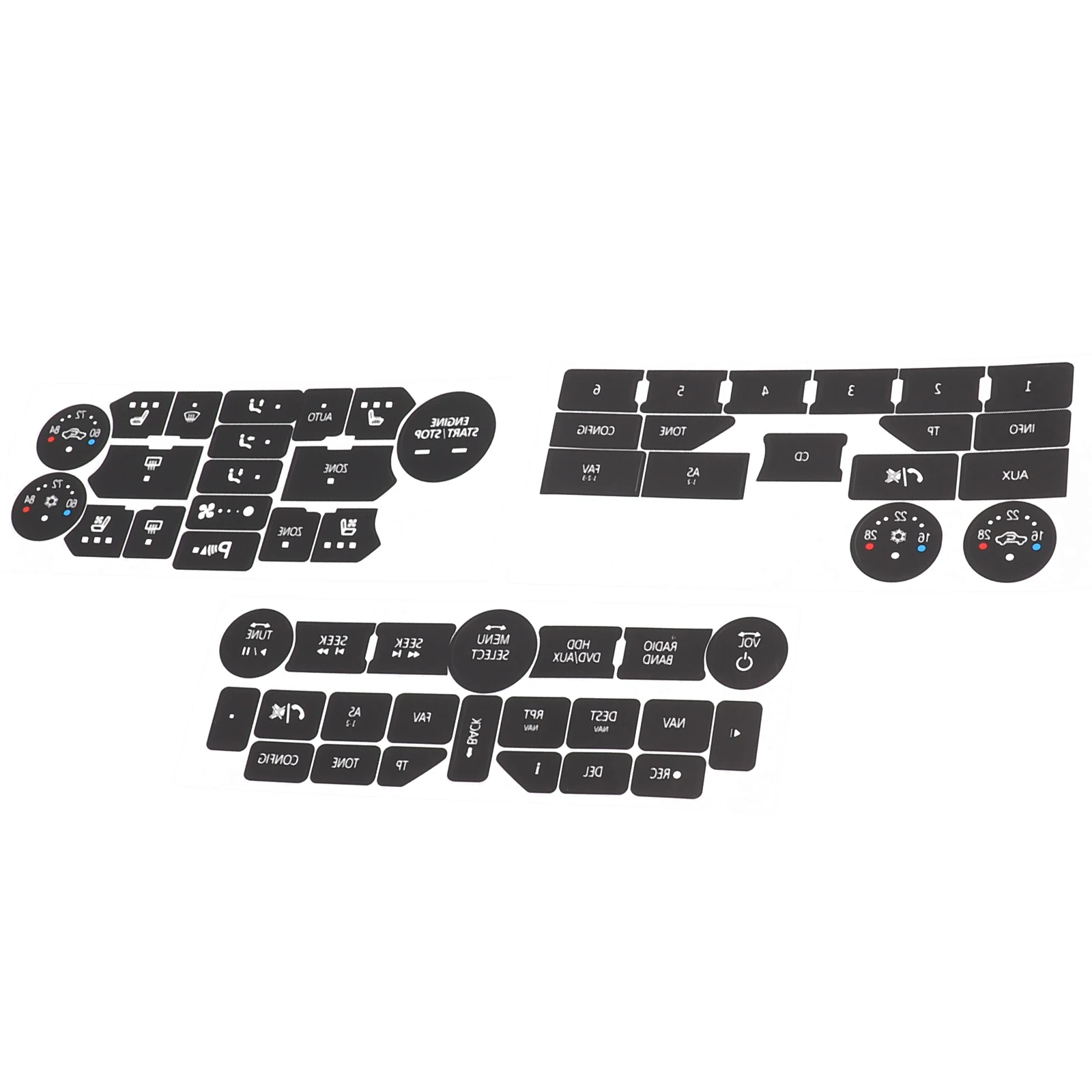 Car Inner Center Console A/c Button Repair Decals Climate Control Radio Stickers Balck Vinyl For SAAB 3rd Gen 9-5NG 9-4X