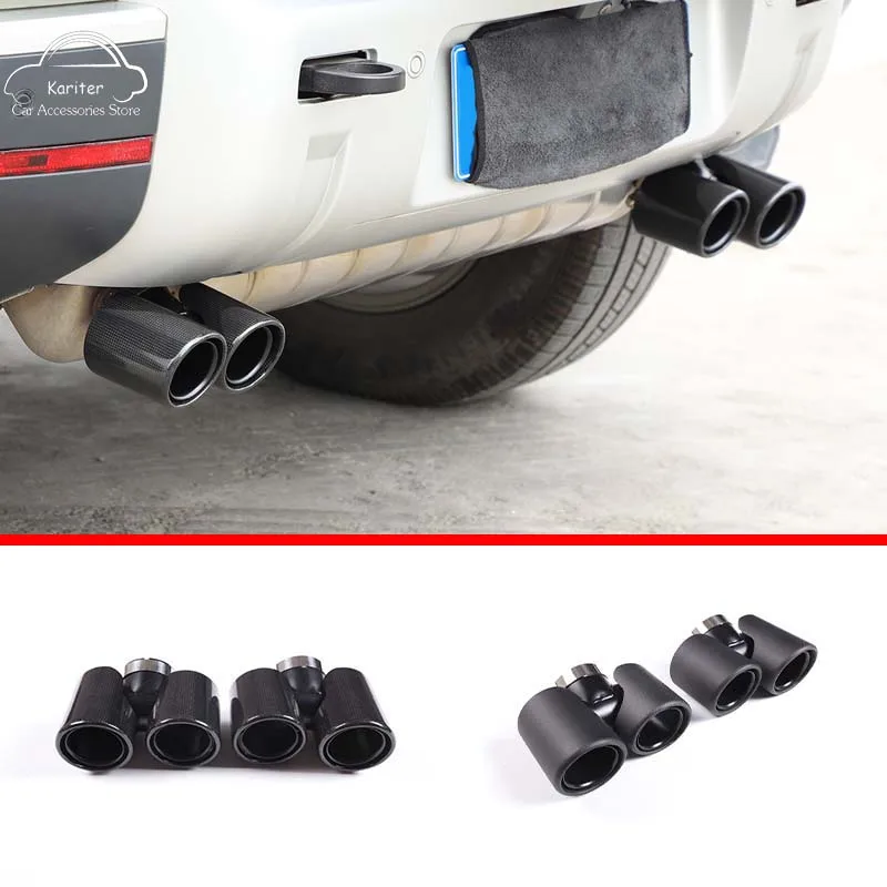 

For Land Rover Defender 90 110 2020-2023 Real Carbon Fiber Dual Exhaust Tips Exhaust Pipe Rear Muffler Exhaust Tail Throat