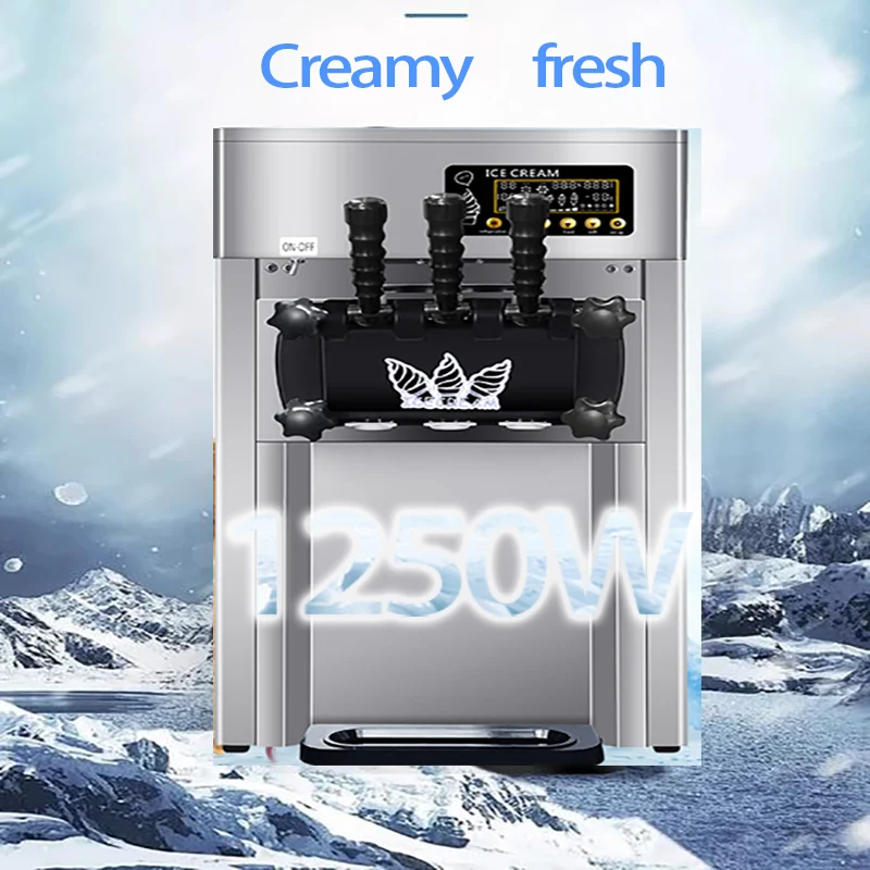 

Three Flavors Soft Ice Cream Machine Commercial Ice Cream Makers Automatic Sweet Cone Gelato Vending Freezing Machine