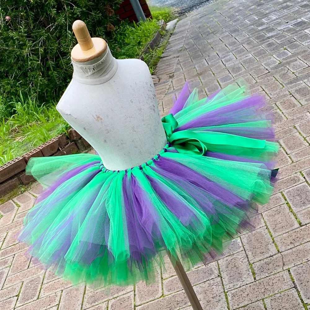 Green Purple Mermaid Tutu Skirt Outfit for Girls Birthday Party Christmas Costumes for Kids Toddler Photo Shoot Tutus Ball Gown