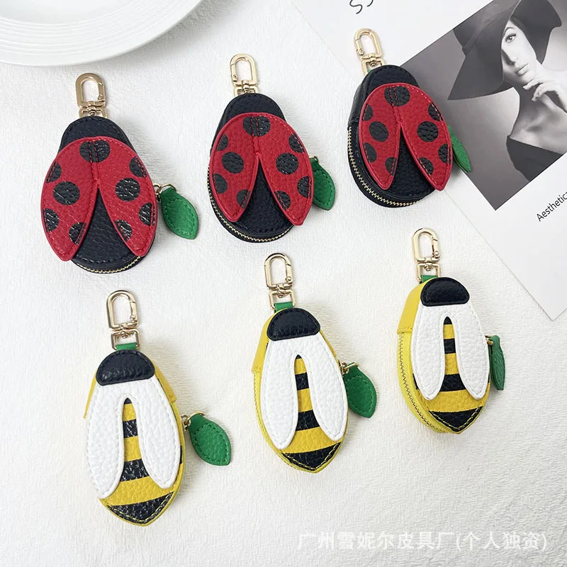 Insect Series Mini Coin Purse Simple Small Wallet Keychain Hanging Storage Pouch Cute Bag Charms Jewelry Accessories Women Gift