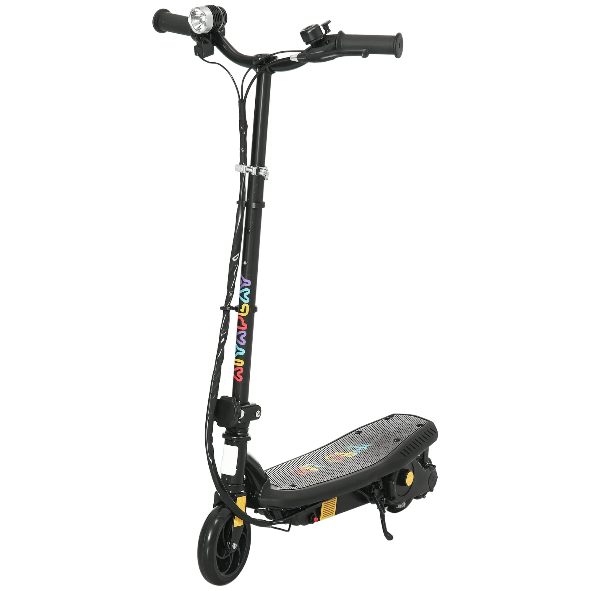 HOMCOM Patinete Eléctrico para Niños de 7-14 Años Plegable con Faro LED Rueda y Freno Velocidad Máxima de 12 km/h Negro