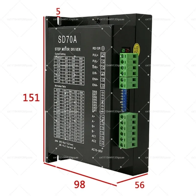 SD70A DSP Digital Stepper Driver 7A AC&DC Input Fit 57/86 2-Phase Stepping Motor Replacement Module MA860 M860H Compatible