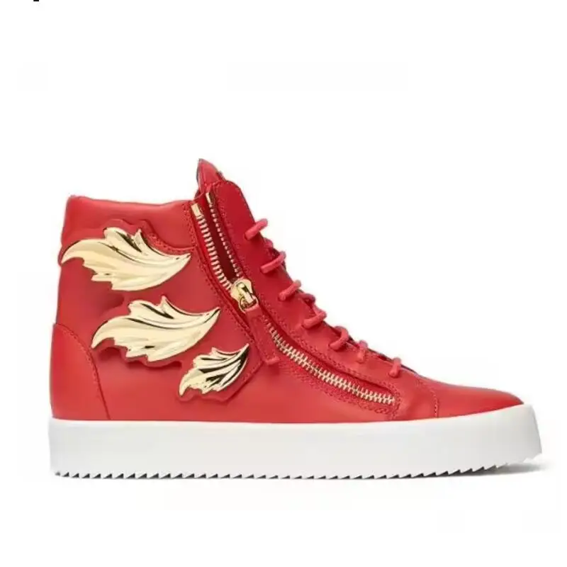 

NEW Brand Shining Double Wings Male shoes Leather Men Casual Shoes Party Shoes Men Flats Lace-Up Zip Sneakers Big Size 47 48