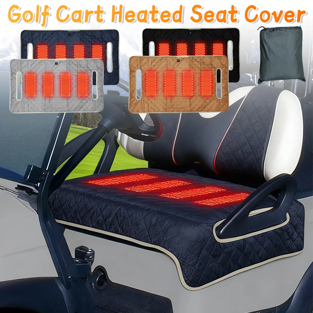 

4 Zones Heated Golf Cart Seat Cover Winter Waterproof Thermal Seat Blanket Heating Seat Cushion Seat Protector for Golf Lover
