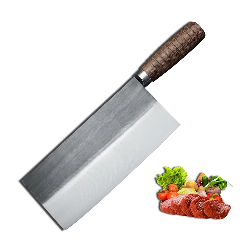 Kitchen Cleaver Forged Chinese Slicing Butcher Knife Meat Vegetable Cutting Cooking Knife with Wood Handle