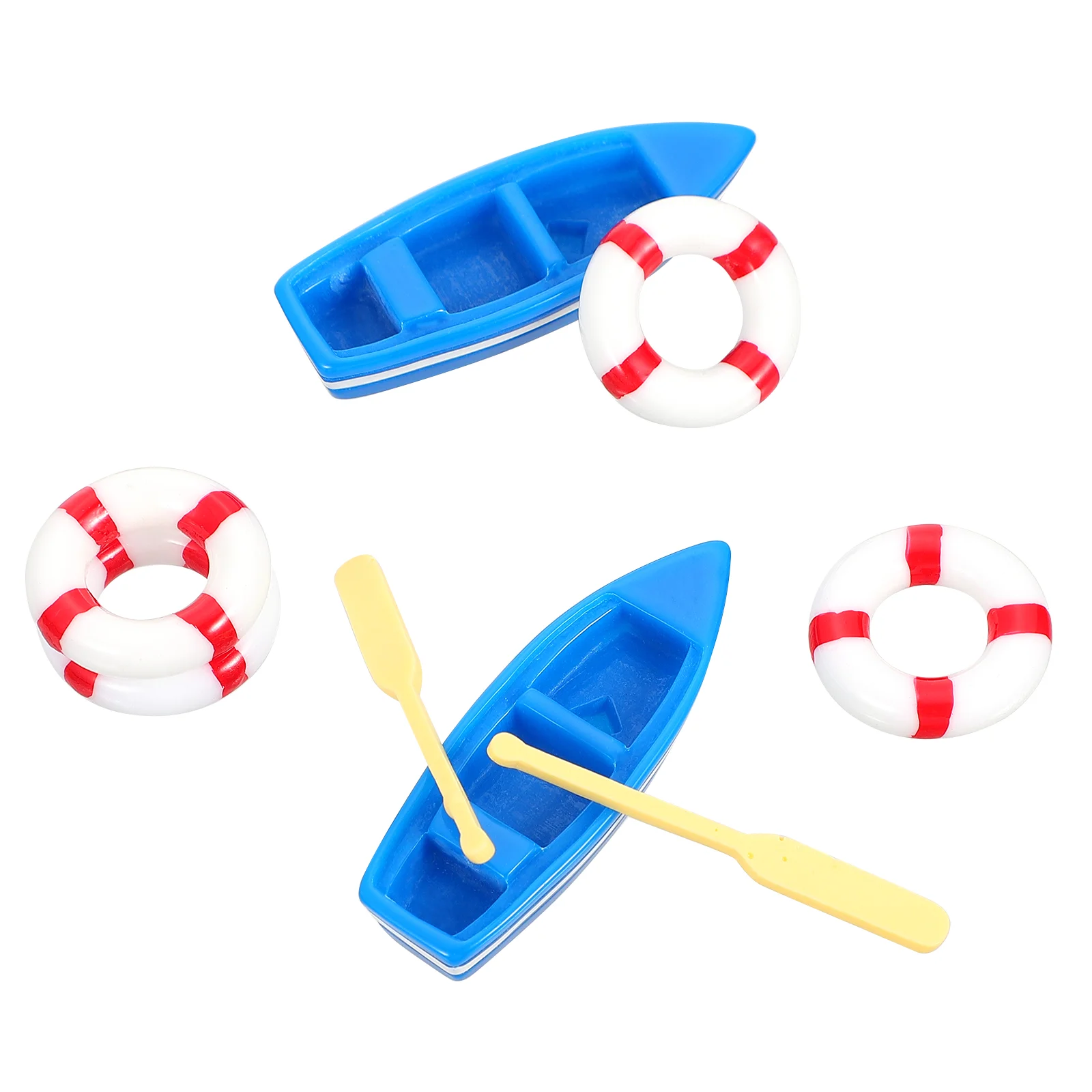 2 Sets Mini Toys Beach Decoration Ornaments House Scene Decors Boat Props Blue Children Miniature