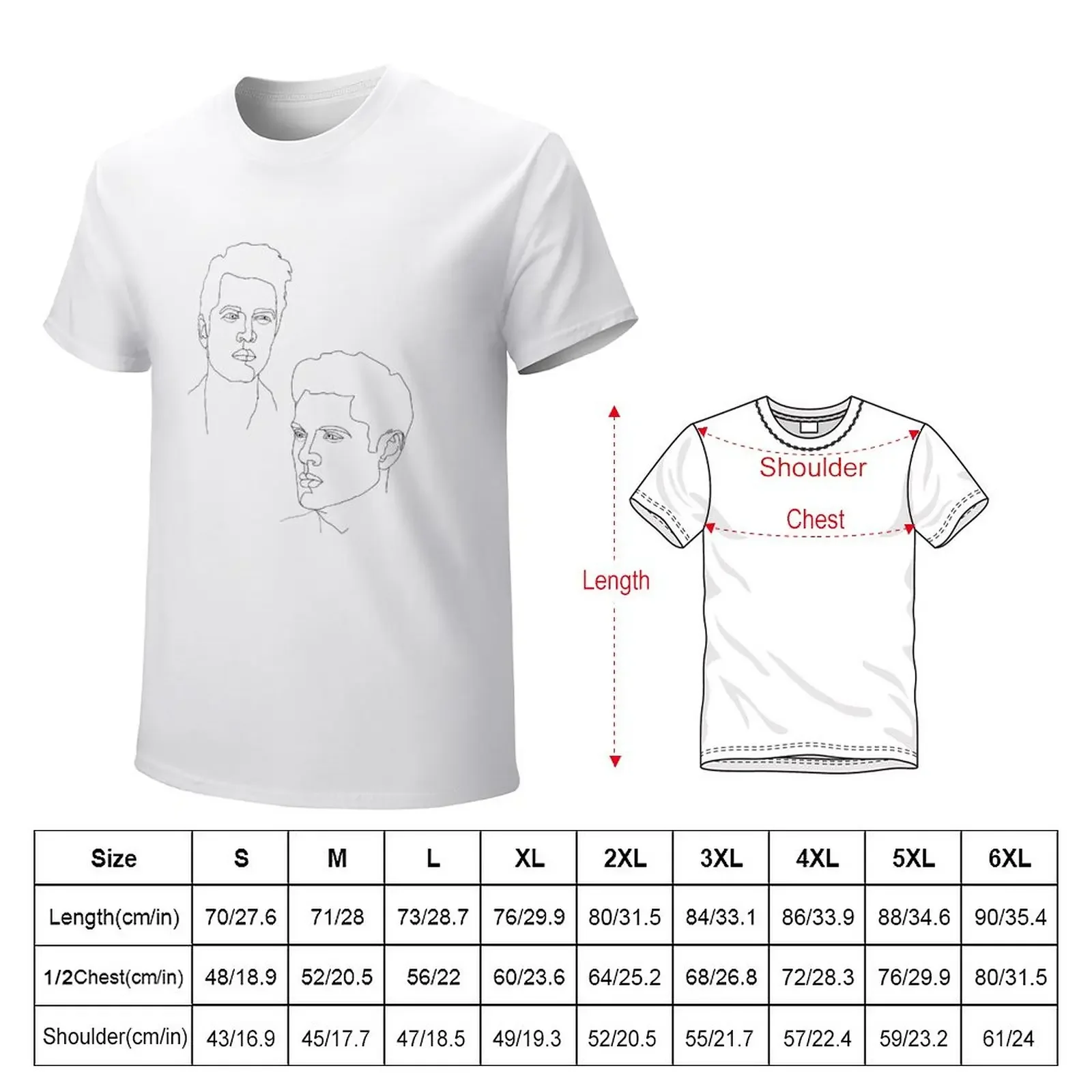 destiel line drawing T-Shirt heavyweights summer tops sublime designer t shirt men