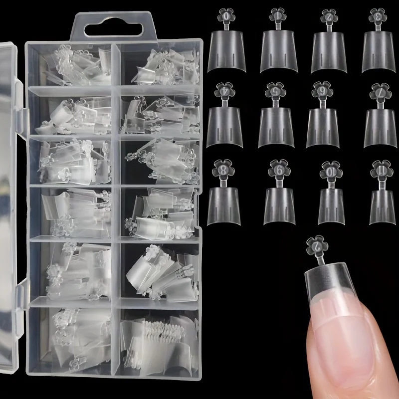 Medium Square Nail Fake Patch, 240 Pieces Soft Gel X Nail Fake Patch Square Matte Transparent Semi-Covered Acrylic Nail Fake Pat