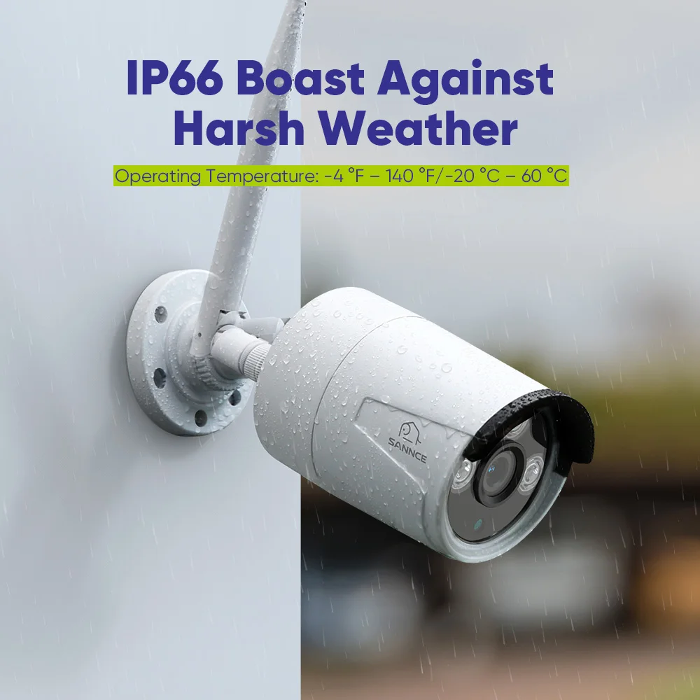 SANNCE Wifi Surveillance 5MP Camera Outdoor Security Protection Night Vision H.264+ Two way Audio Weatherproof CCTV CameraSystem