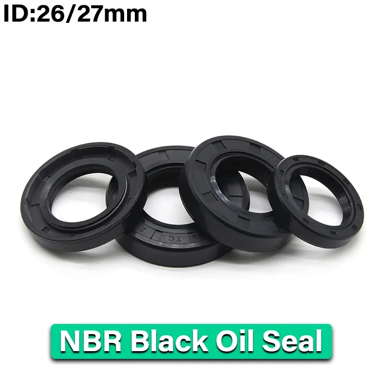 2/5pcs NBR Oil Seal ID 26/27mm TC-26/27*34/35/37/38/47/48/52/55*6/7/8/10mm Nitrile Rubber Shaft Double Lip Oil Seals Gasket