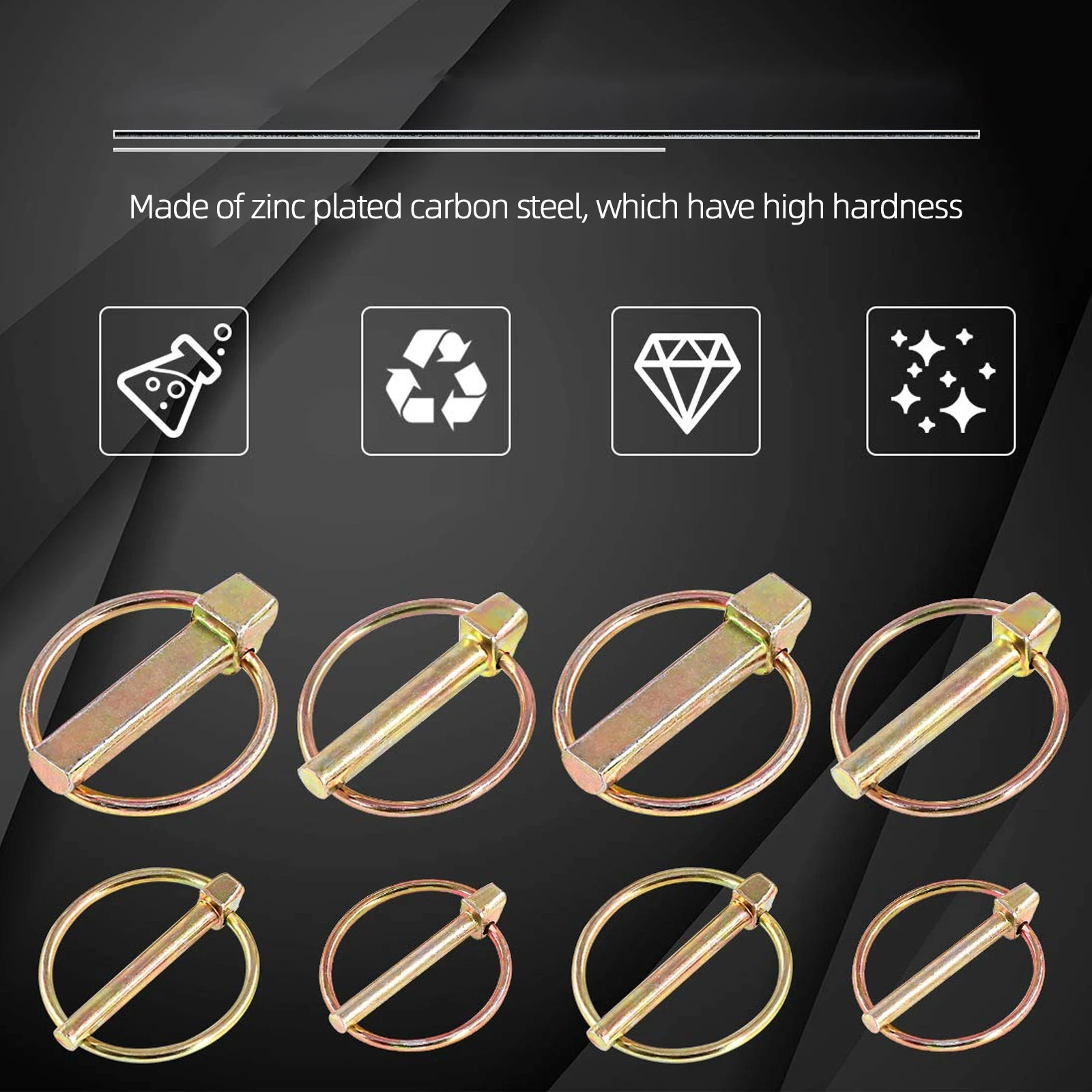 

10Pcs Safety Lock Pin Heavy Duty Zinc Plated Carbon Steel Trailer Hitch Lynch Pin Shaft Locking Fastener Trailer Hitch Lock