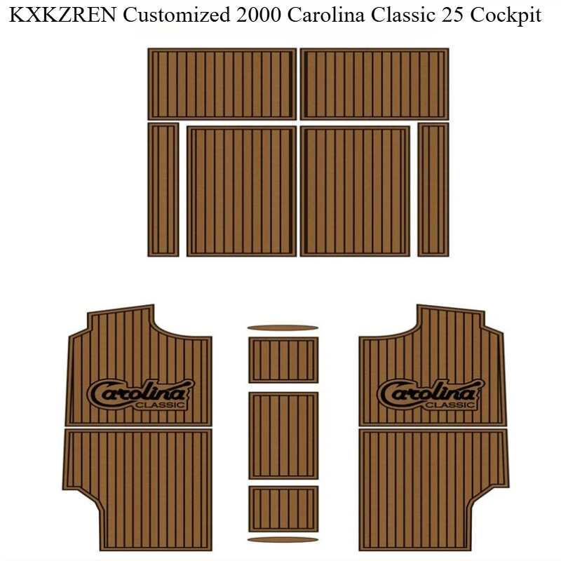 KXKZREN Customized 2000 Carolina Classic 25 Cockpit Boat EVA Flooring Pad Self-adhesive Yacht Fishing Boat Non-slip Faux Teak