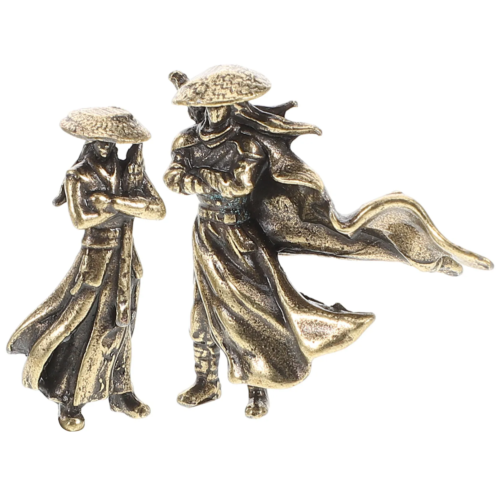 

2 Pcs Statues Micro Bonsai Decor Office Desk Bookshelf Terrarium Mini Crafts Metal Figures Scenic Landscape