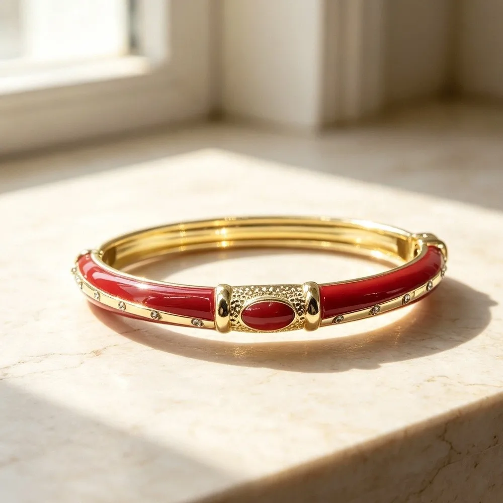 Splicing Color Block Rhinestone Bangle Inlaid Rhinestone New Design Enamel Bangle All-match Drip Oil Craft