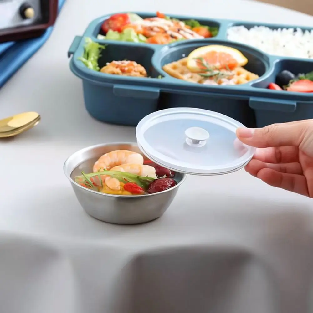 Square 5 Compartment Bento Box Microwave Safe Food Container Portable Meal Prep Case For Students Office Work Lunch