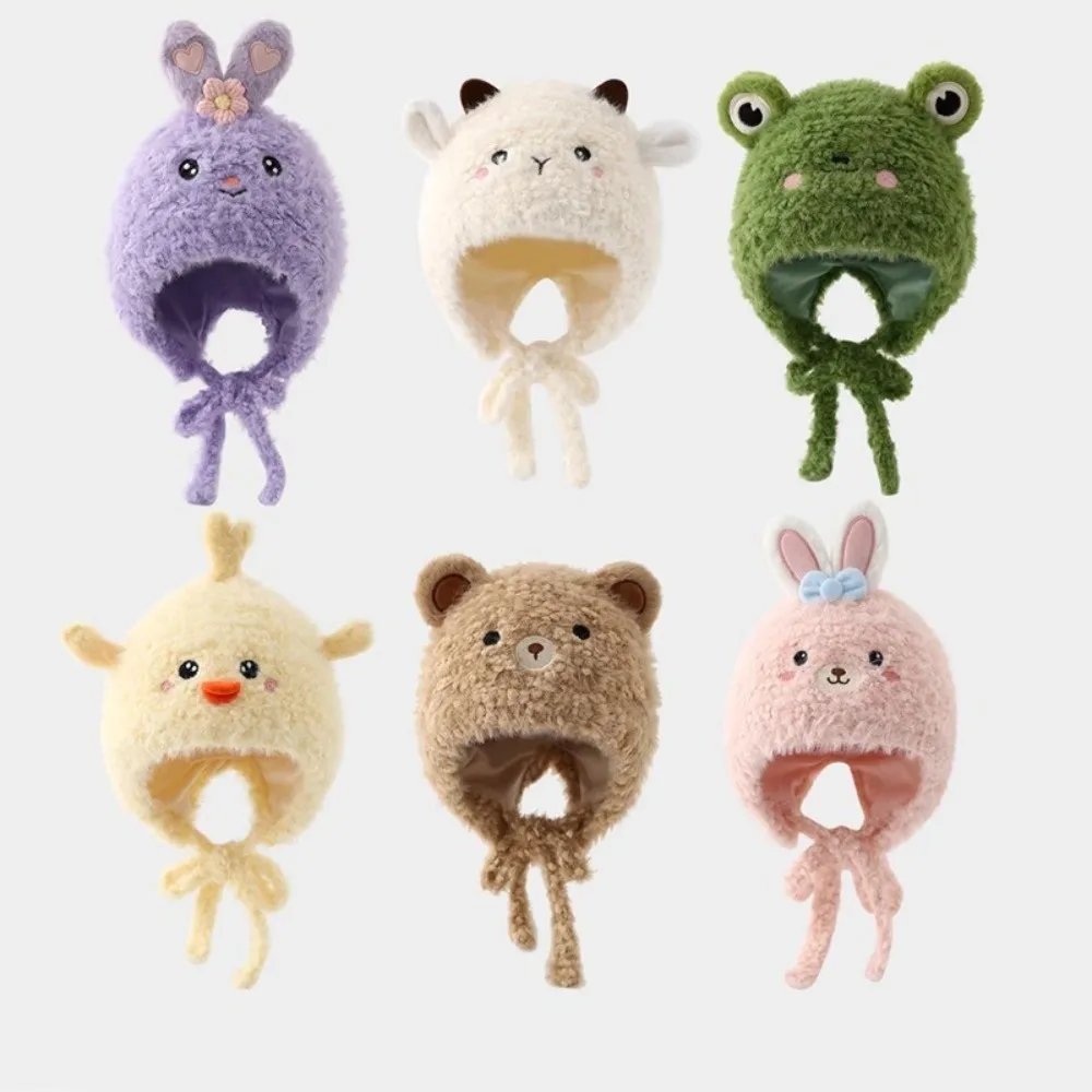 

Cute Children Knitted Hat Thickened Windproof Beanies Hat Keep Warm Cartoon Animal Ear Protection Cap for Kids