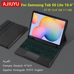 AJIUYU Keyboard Case For Samsung Tab S6 Lite 10.4 inch S6lite S8+ S7 FE Plus 12.4 S8 11 A8 10.5 Smart Cover Backlit TrackPad