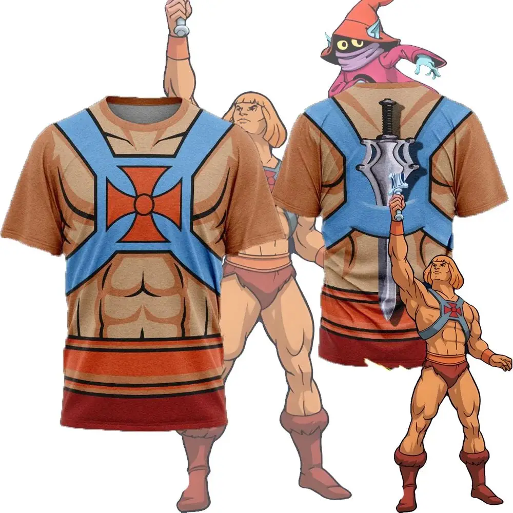 

Комплект футболок с 3D-принтом персонажа аниме He-Man для косплея, модная женская уличная одежда, весна 2026, другие материалы 00%