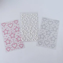 Pegatina de diamantes de imitación 3D para niñas, pegatina de cara autoadhesiva, pegatinas de maquillaje en forma de corazón de estrella, tarjeta de Goo dulce, regalos DIY, 1 hoja