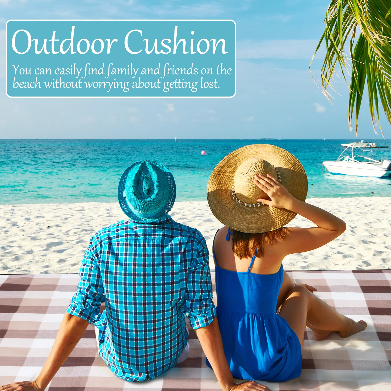 

Outdoor Picnic Blanket Bright Color Beach Mat Easy to Find Family Friends Camping Ground Mat Storage Bag