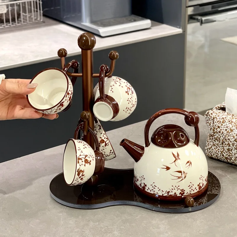 DSA housewarming new home drinking cup household set antique living room coffee table high-end ceramic cup cup holder tea set