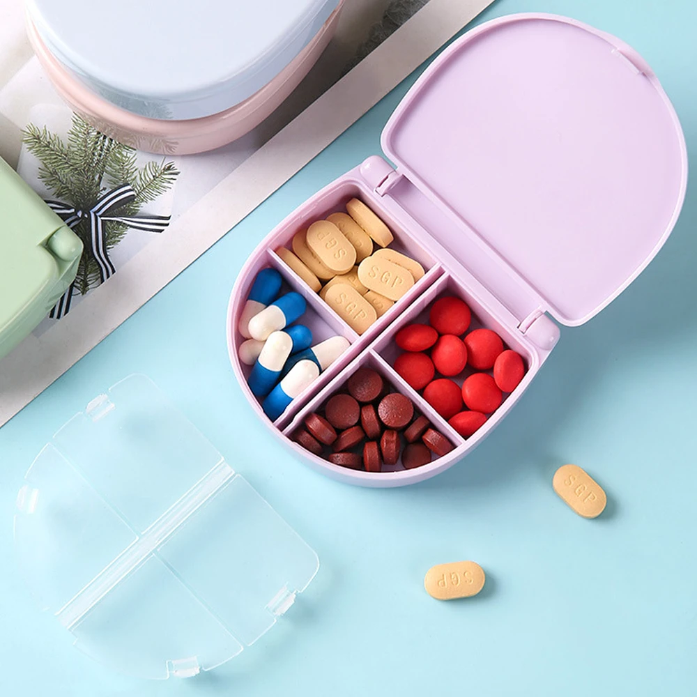 1 Stück neuer täglicher Pillen-Organizer mit 4 Fächern, kleine Pillendose, tragbares Reise-Pillenetui, Mini-Pillenbehälter für Geldbörsentasche