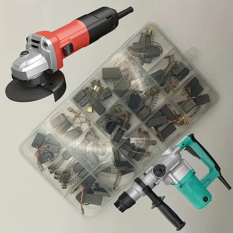 Home Power Tool Carbon Brush Set 60PCS 15 Different Sizes Replacement for Repair Power Tool Parts
