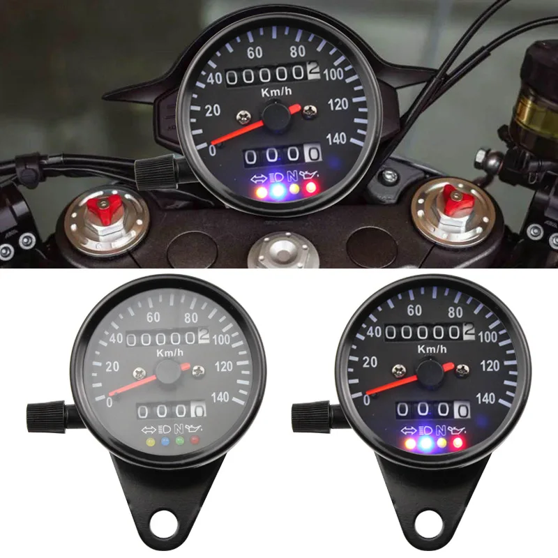 Motorcycle Instrument Cruise Vehicle Kilometer Meter Waterproof Refitting Accessory Double Counting Mileage LED Light Instrument