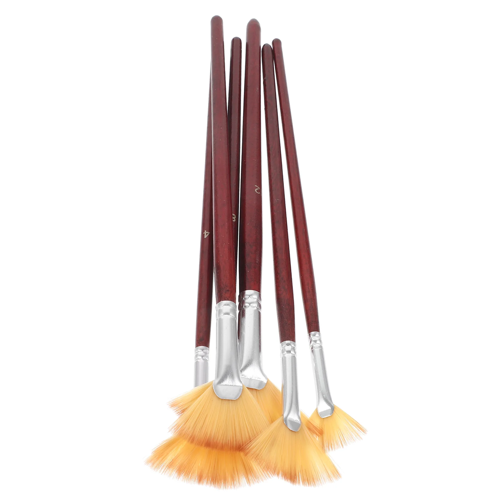 

6 Pcs Fan Watercolor Pen Brush Set Paint Brushes Nylon Wood Portable Practicing