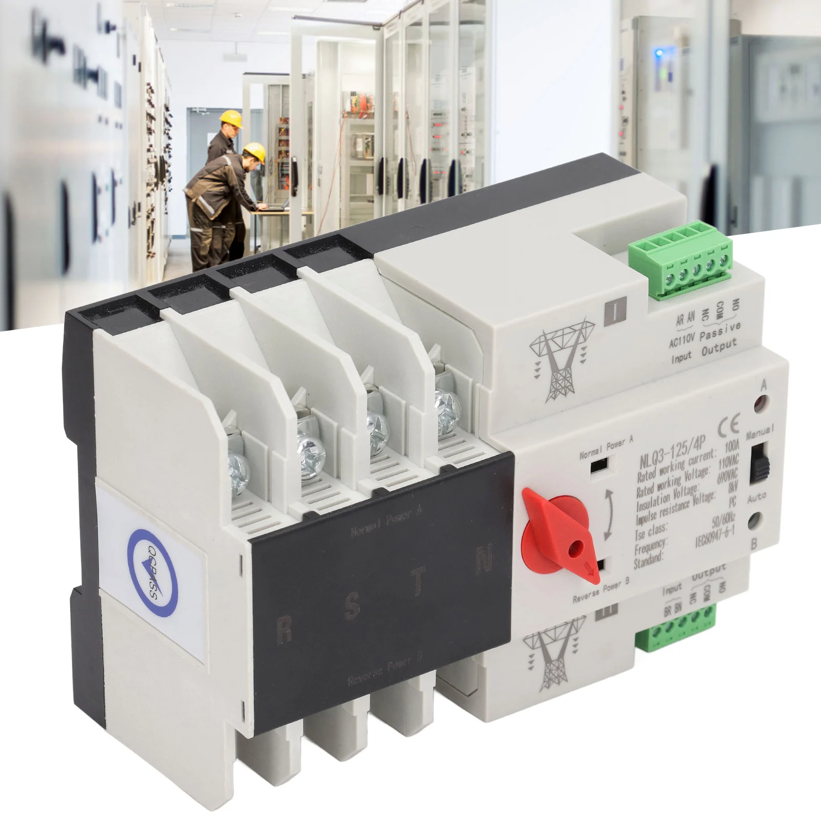 Dual Power Automatic Transfer Switch 4P Millisecond Fast Switching Controller AC110V 100A Mains Type Power Transfer Switch