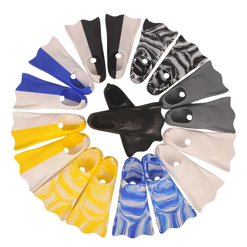 Mixed Color Splicing Surf Swimming Flippers Freestyle Race Competition Aid Double Fins Silicone Diving Training Short Flippers