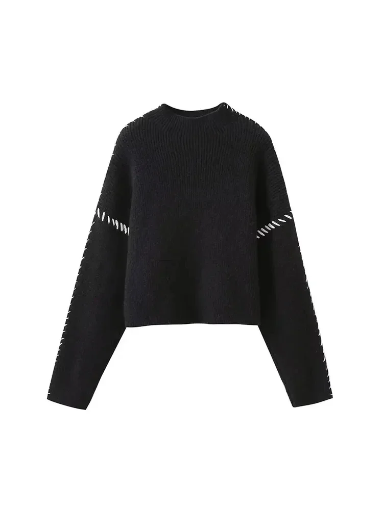 TRAF Autumn Winter Oversize turtleneck Sweater Loose Slimming Casual Design Sense Fashion Knit Top Outerwear