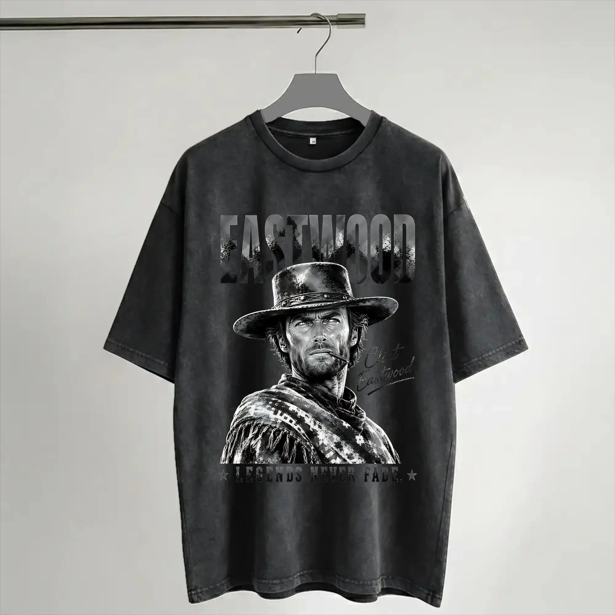 Printed Eastwood Legends Never Fade  Washed T Shirts Apparel Harajuku T-Shirts  for Men Women Tee Shirt