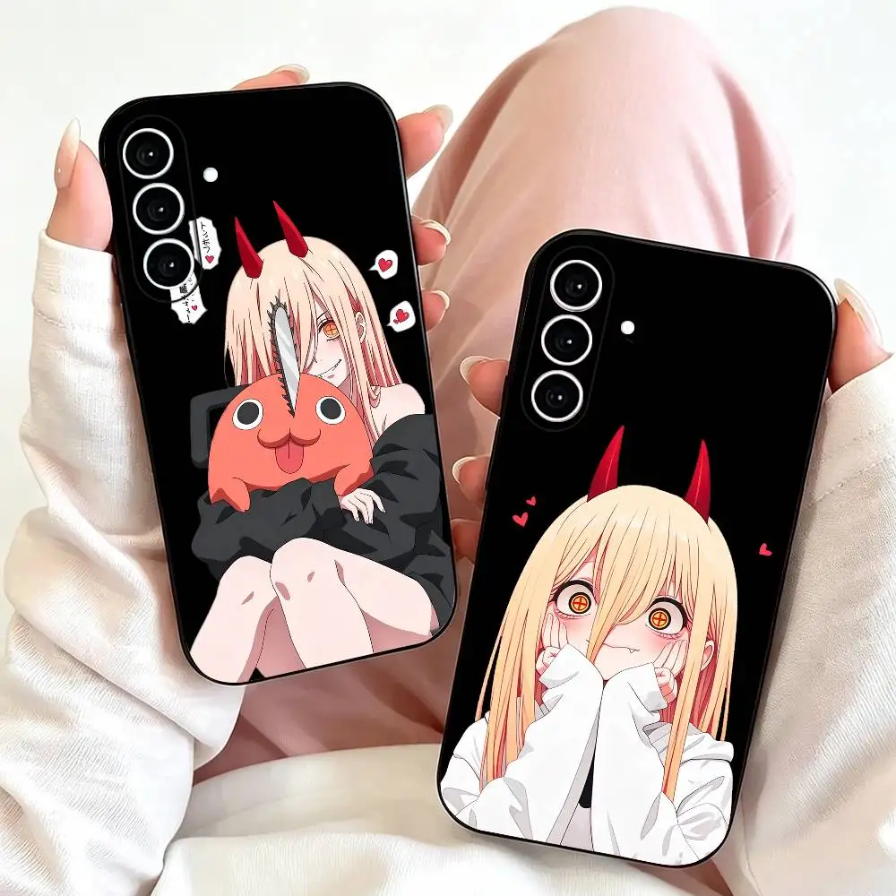 C-Chainsaw man  Power Phone Case Black Silicone Soft For Samsung Galaxy A73,A72,A71,A70,A53,A52,A51