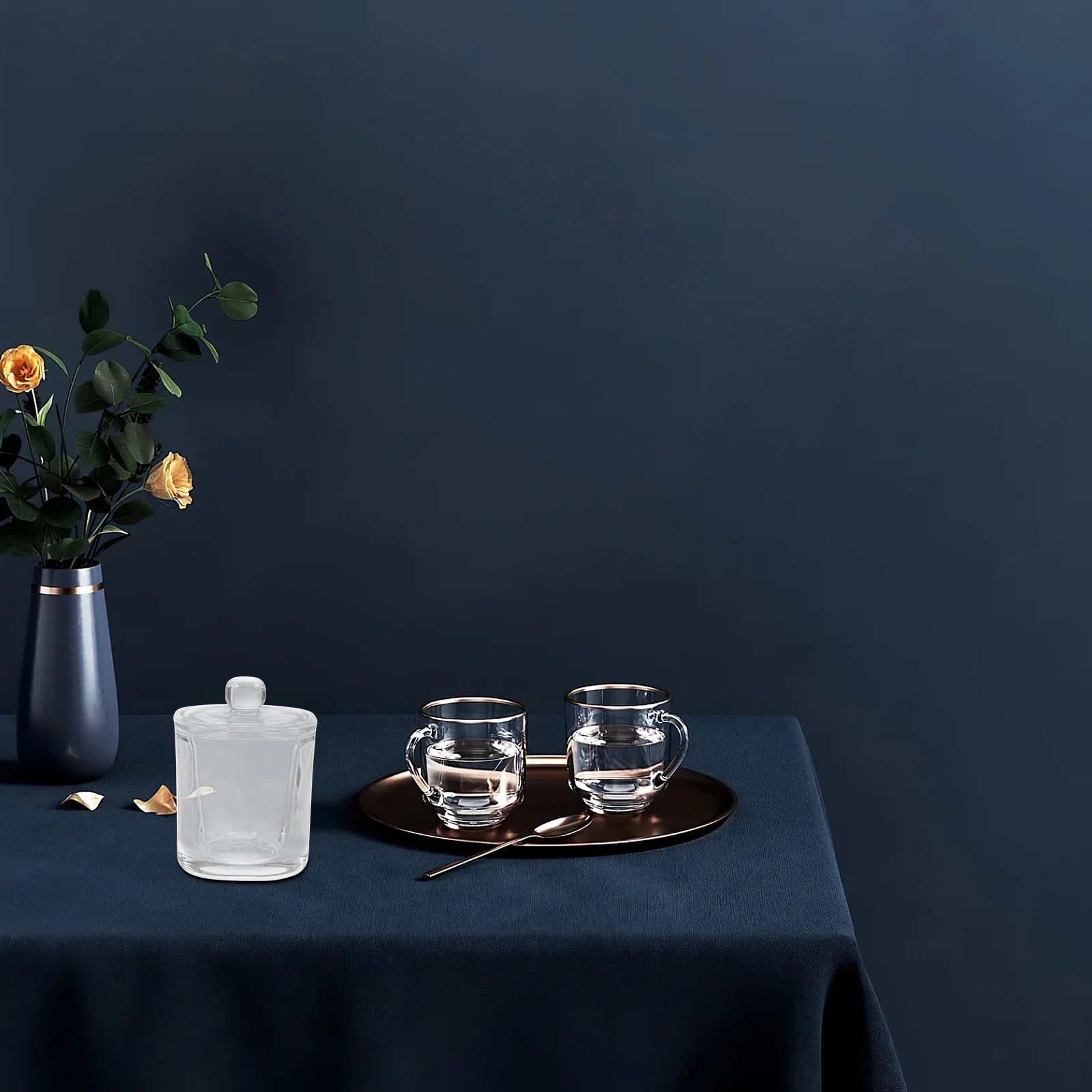 

Transparent Large Capacity Glass Candy Jar Airtight -Function Storage Container for Tea Trinket Dish