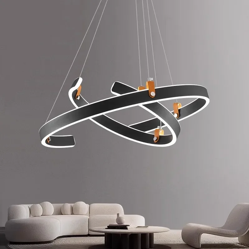 Modern Minimalist Circular Ring LED Pendant Light for Living Room Art Bedroom Lamp Decorative Fixture for Restaurant Bar Counter