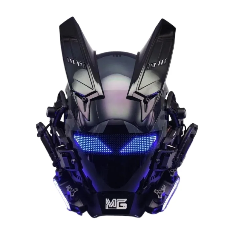 

Punk helmet mask led rhythm technology sense comic show cos luminous face-changing mask jumping disco shooting props